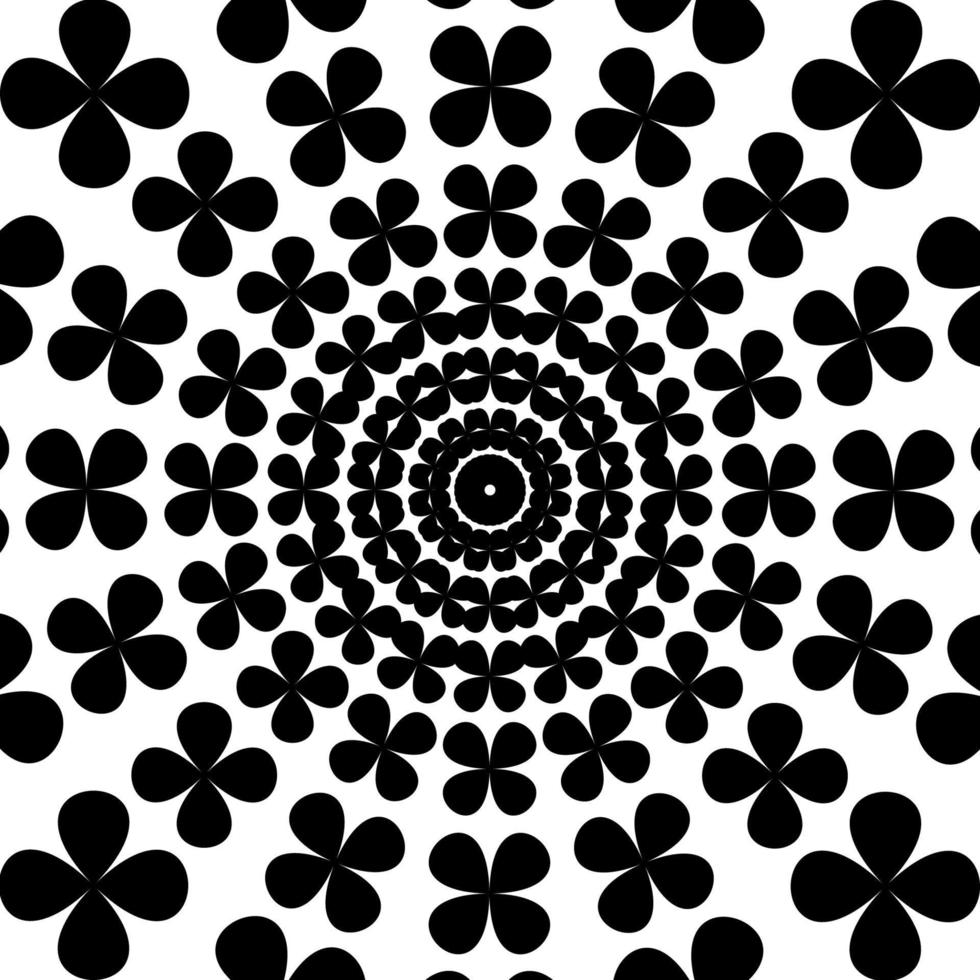 Black and White Abstract Psychedelic Art Background. Vector Illu