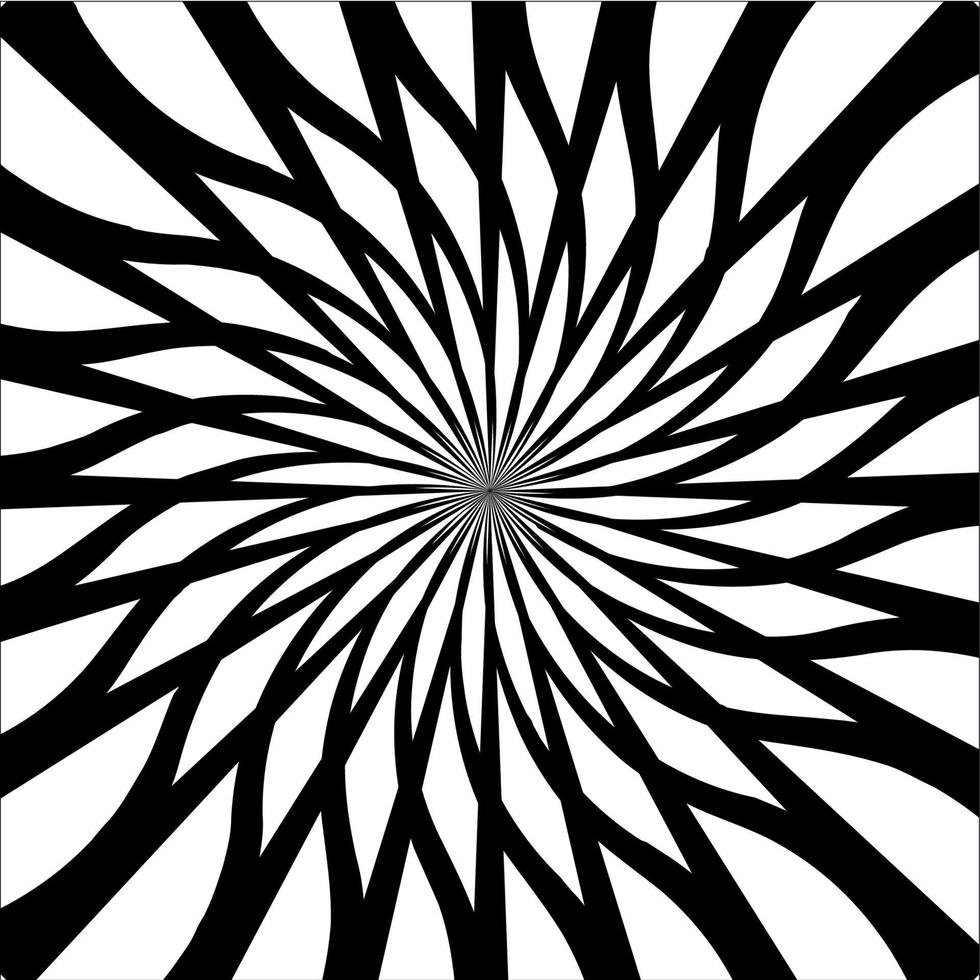 Black and White Abstract Psychedelic Art Background. Vector Illu