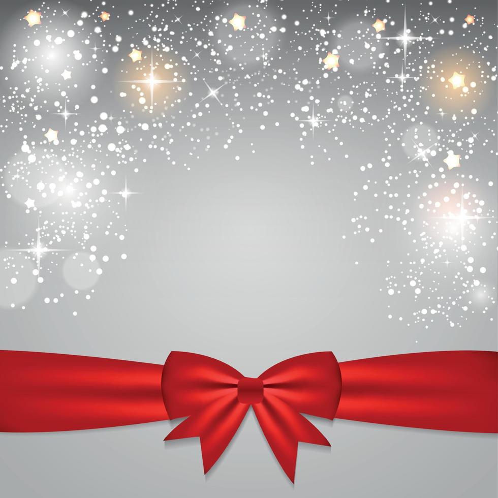 Christmas Glossy Star Background with Ribbon Vector Illustration