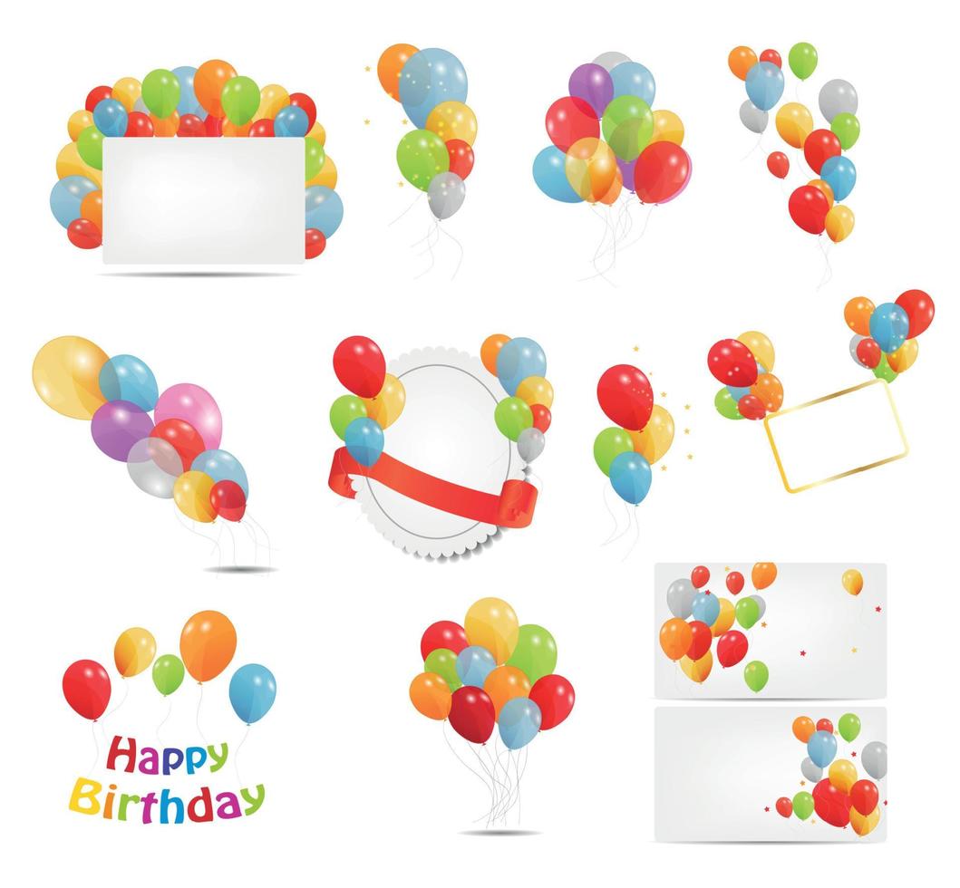 Colored Balloons Set, Vector Illustration