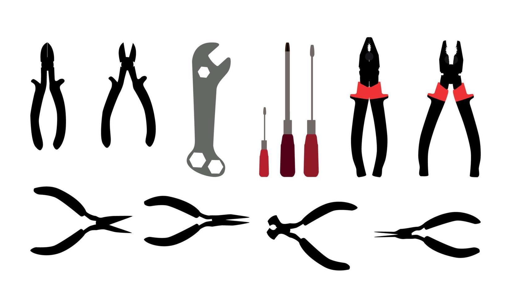 herramientas de construcción martillo, destornillador, cinta métrica. ilustración vectorial vector