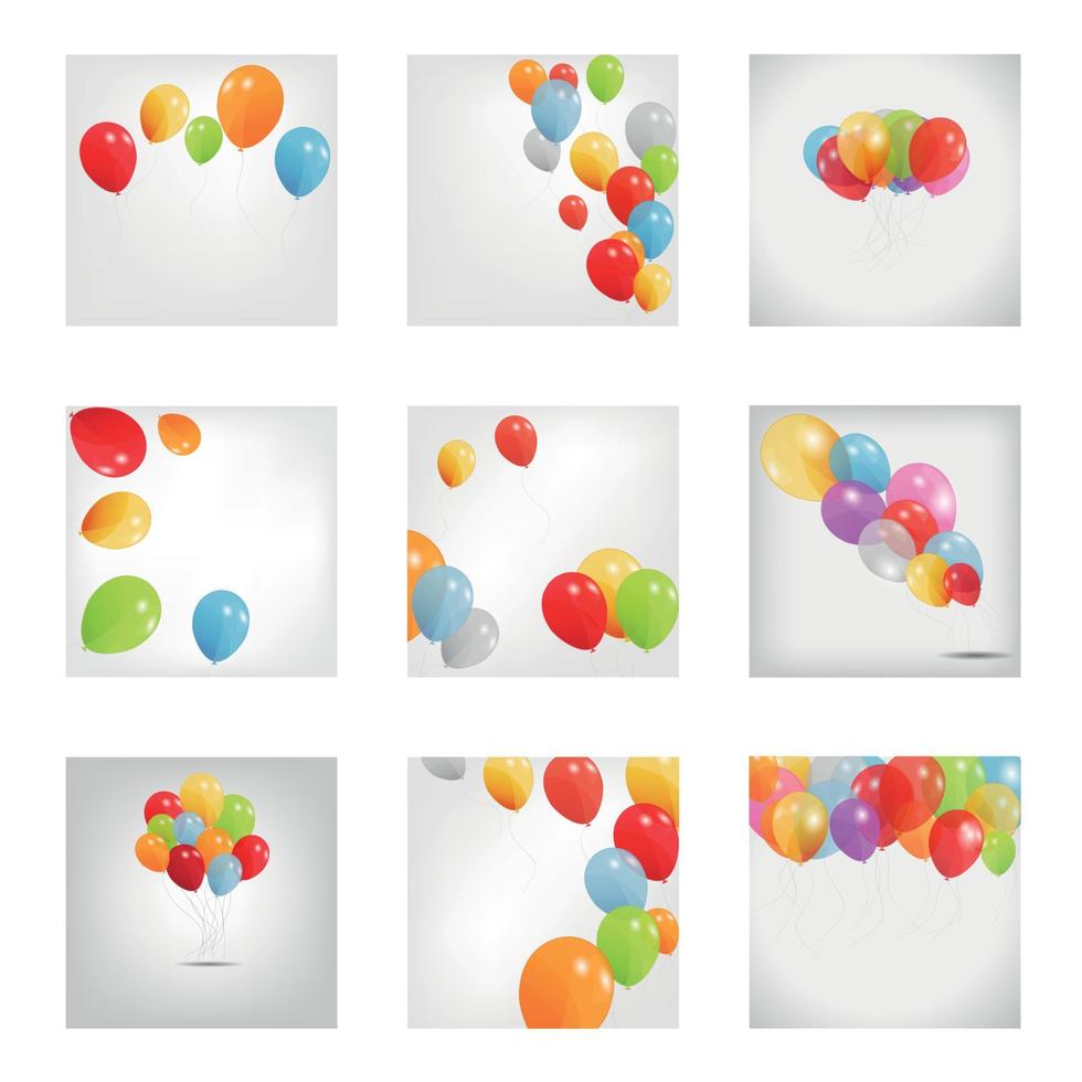 Set of Colored Balloons, Vector Illustration.