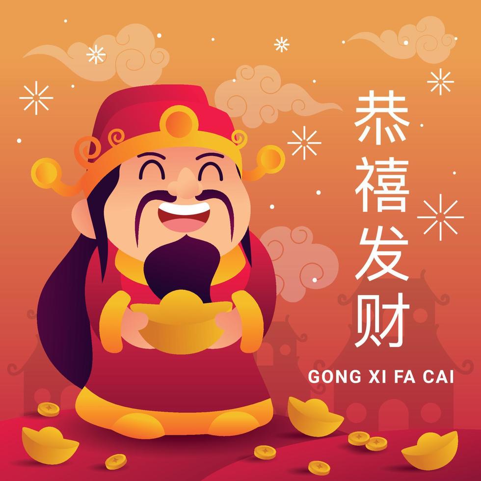 Man And Gold For Gong Xi Fa Cai vector