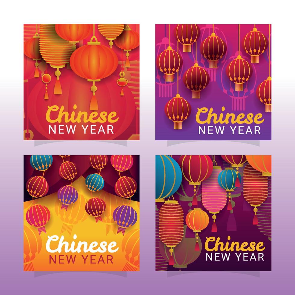 Chinese Lantern Social Media Concept vector