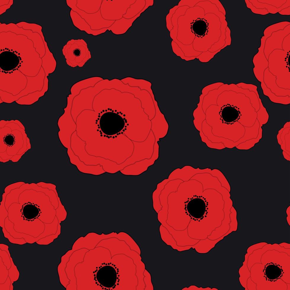 amapolas rojas flor de patrones sin fisuras fondo vector illustrati