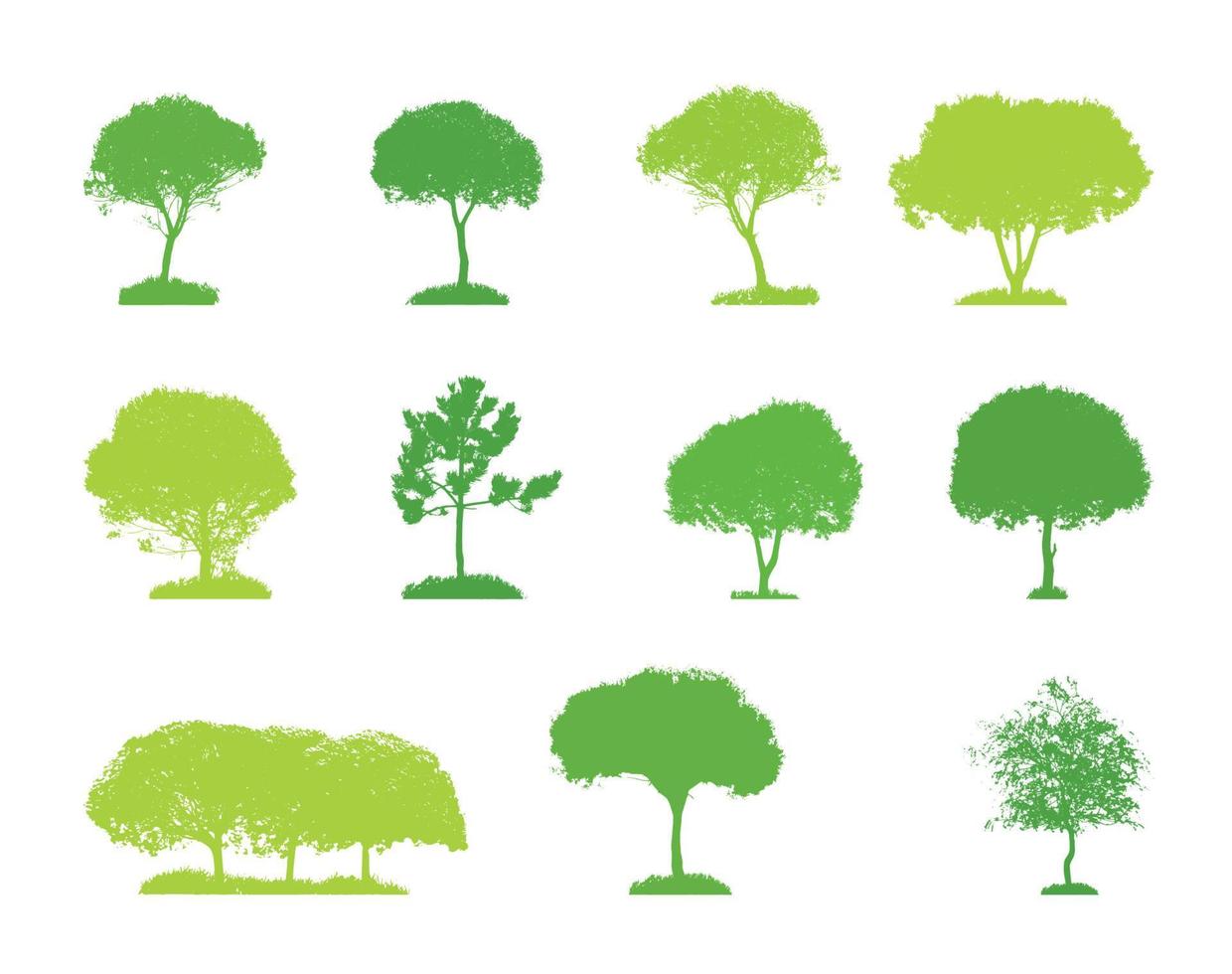 Set of Tree Silhouette Isolated on White Backgorund. Vector Illu