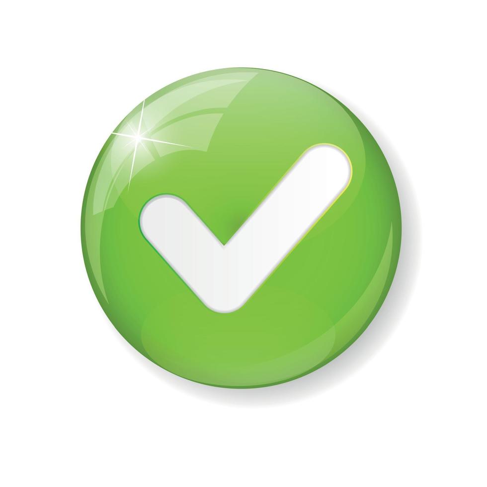 Green Check Mark Icon Button Vector Illustration