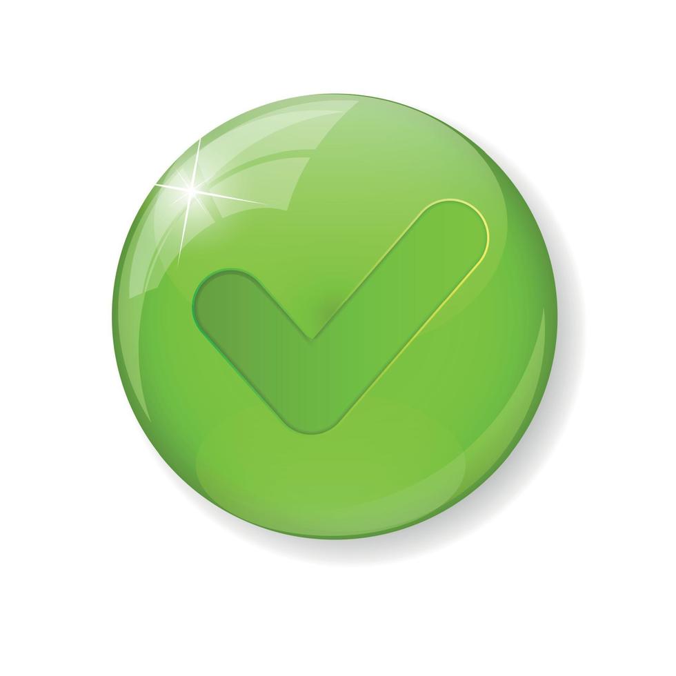 Green Check Mark Icon Button Vector Illustration