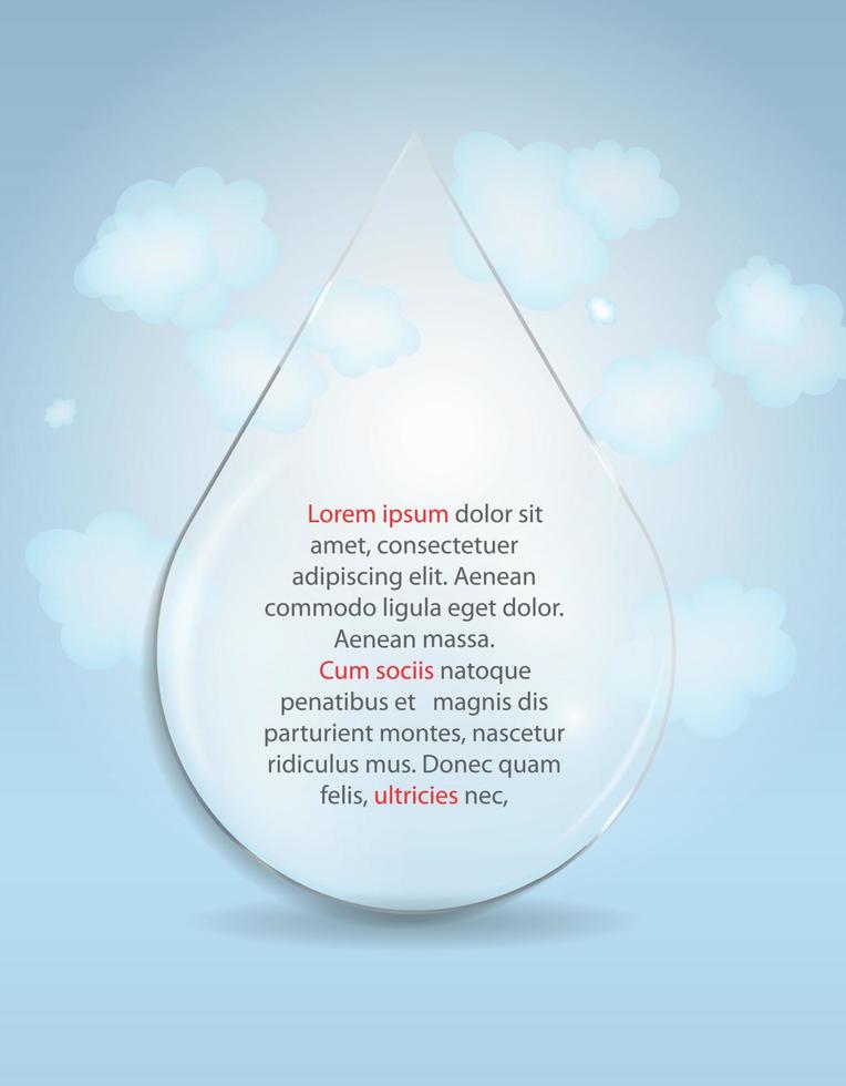 Glass Drop Frame on Abstract Background Vector Illustration