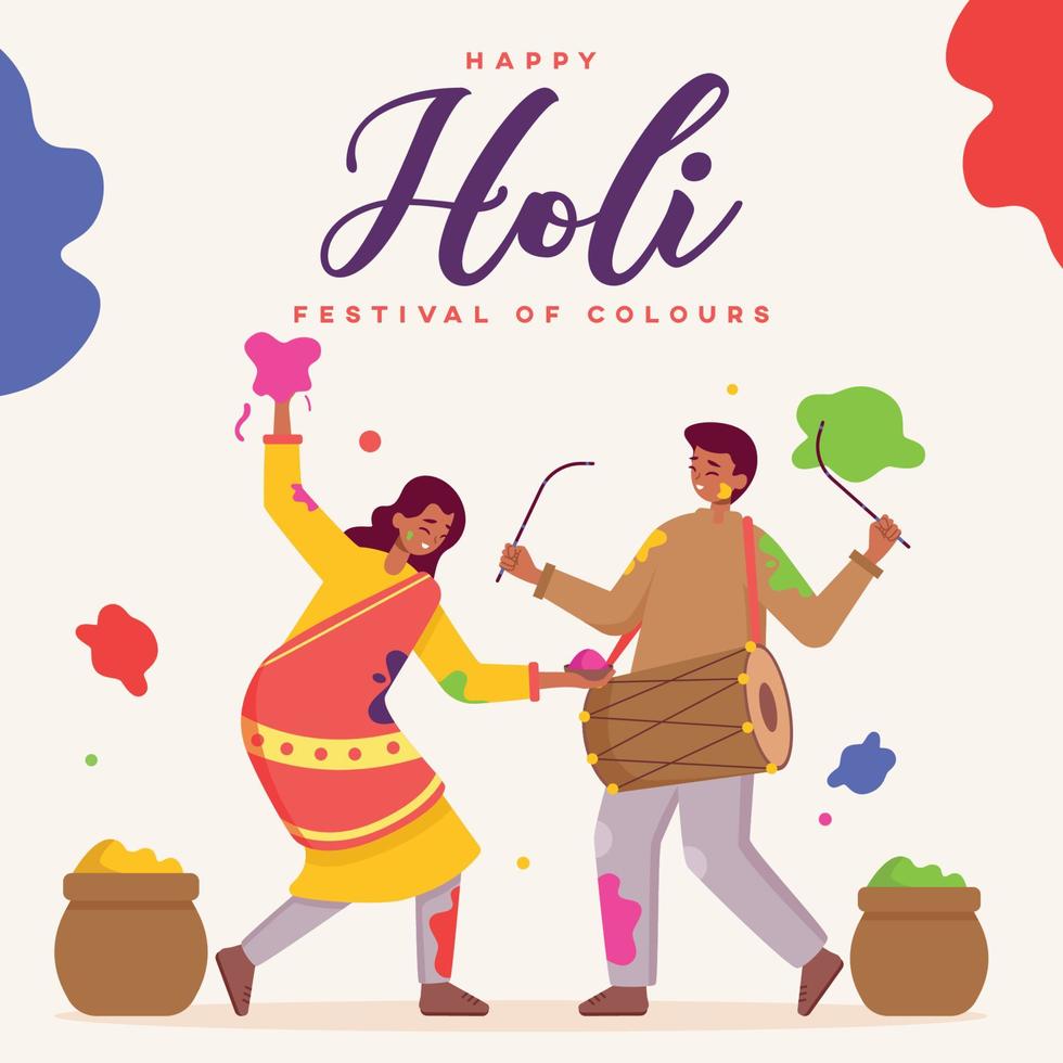 feliz festival holi de colores vector