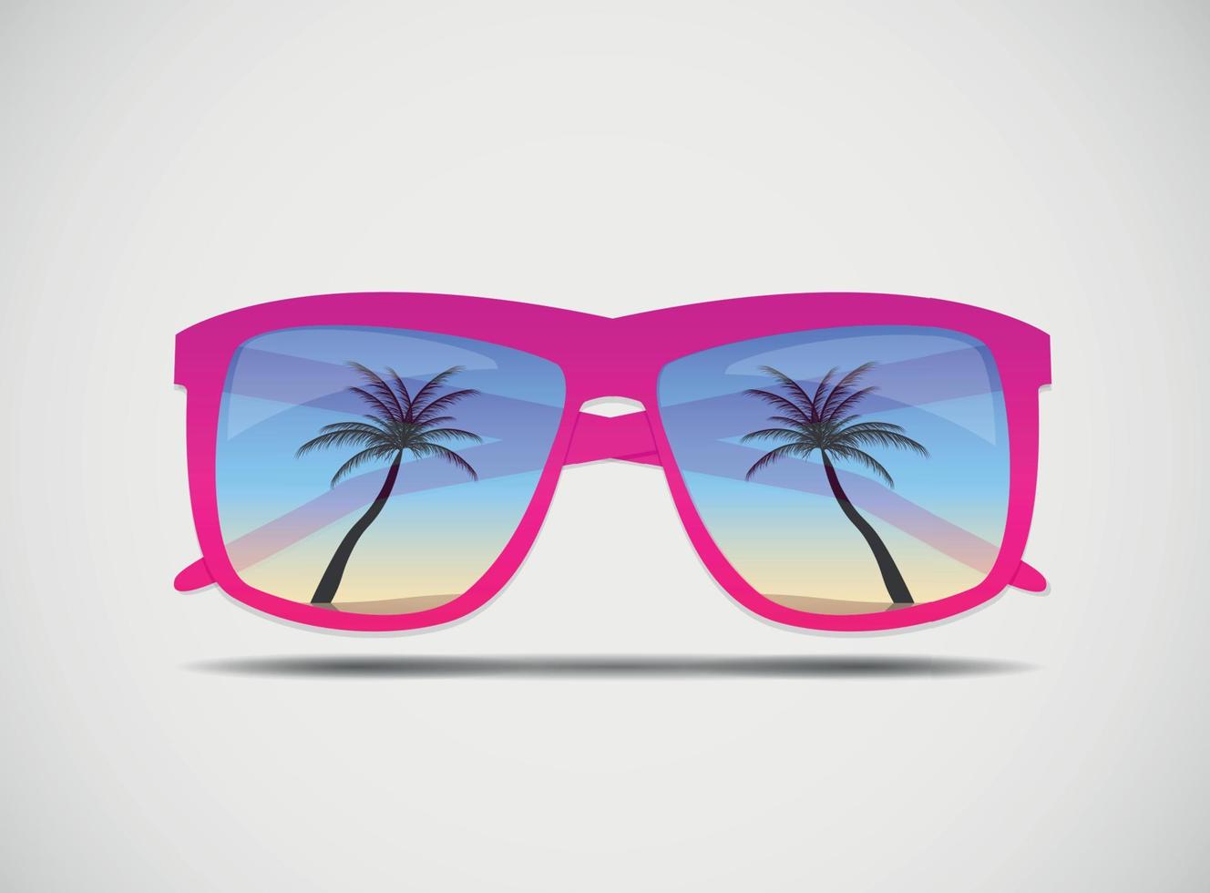 Gafas de sol con una ilustración de vector de palmera