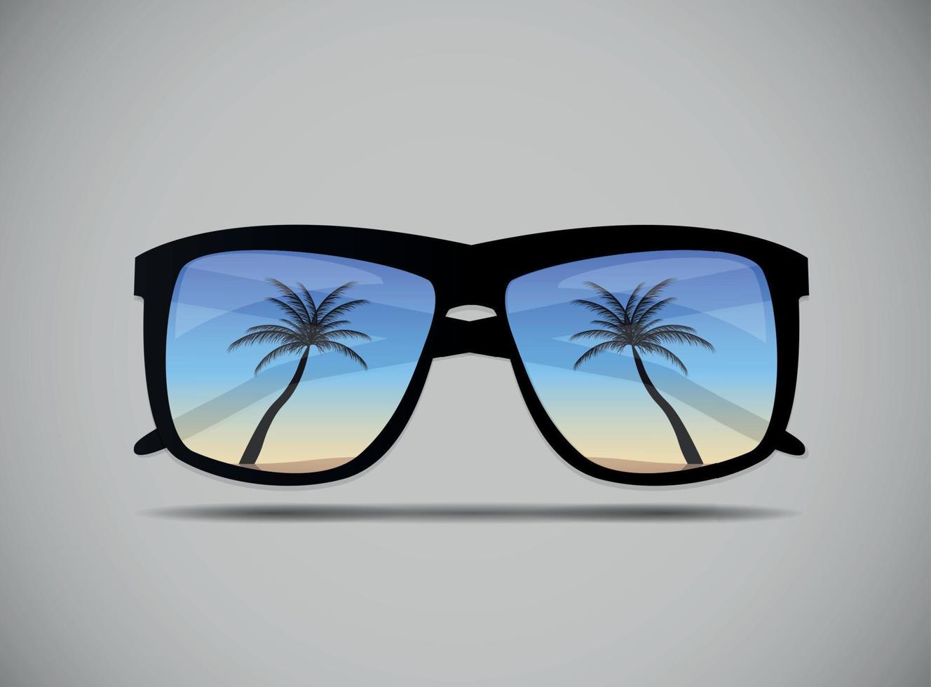 Gafas de sol con una ilustración de vector de palmera