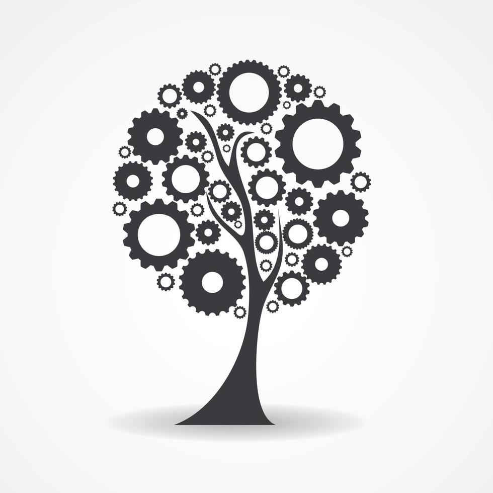 Gear Icon Tree Sign Vector Illustration