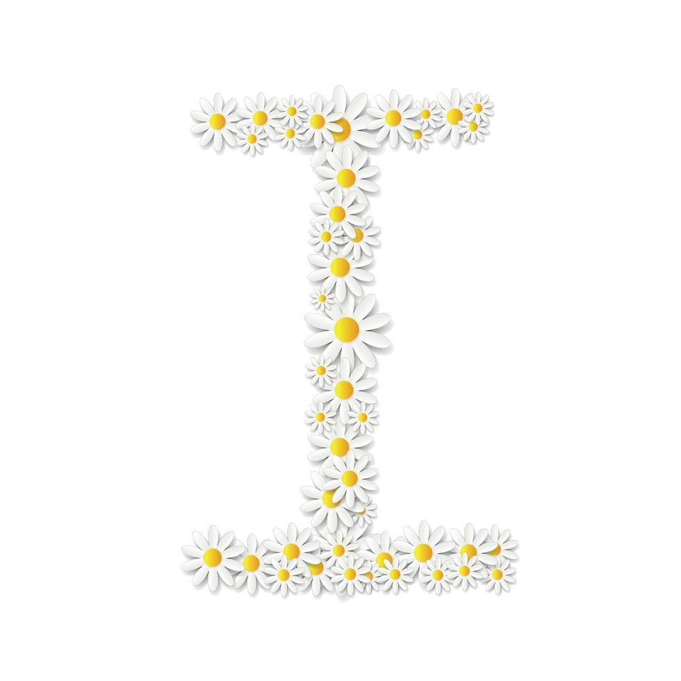 Flora Daisy Design Alphabet Vector Illustartion