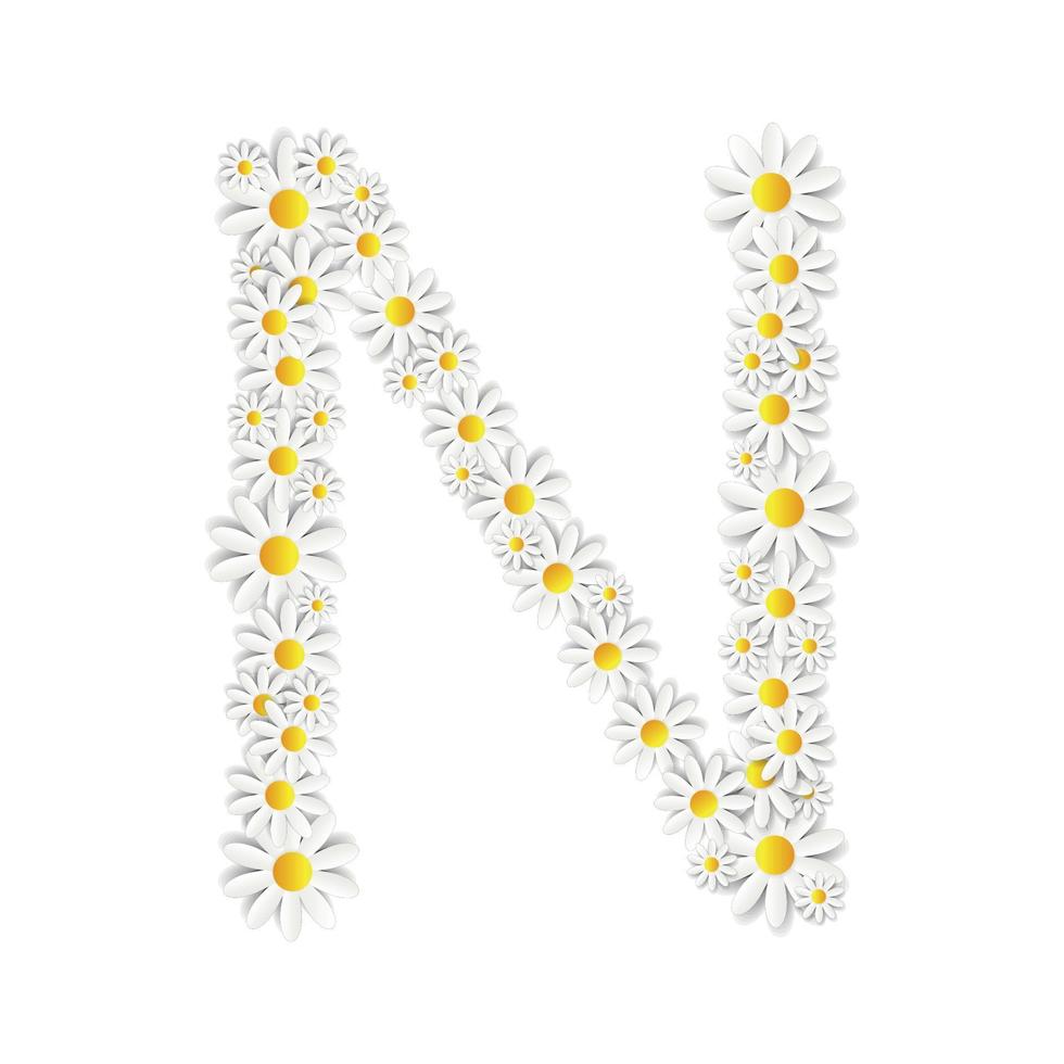 Flora Daisy Design Alphabet Vector Illustartion