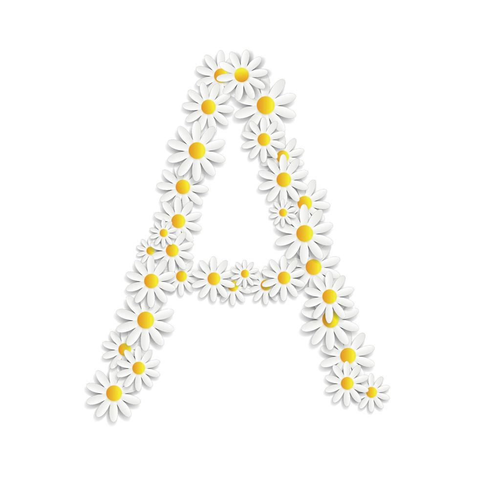 Flora Daisy Design Alphabet Vector Illustartion