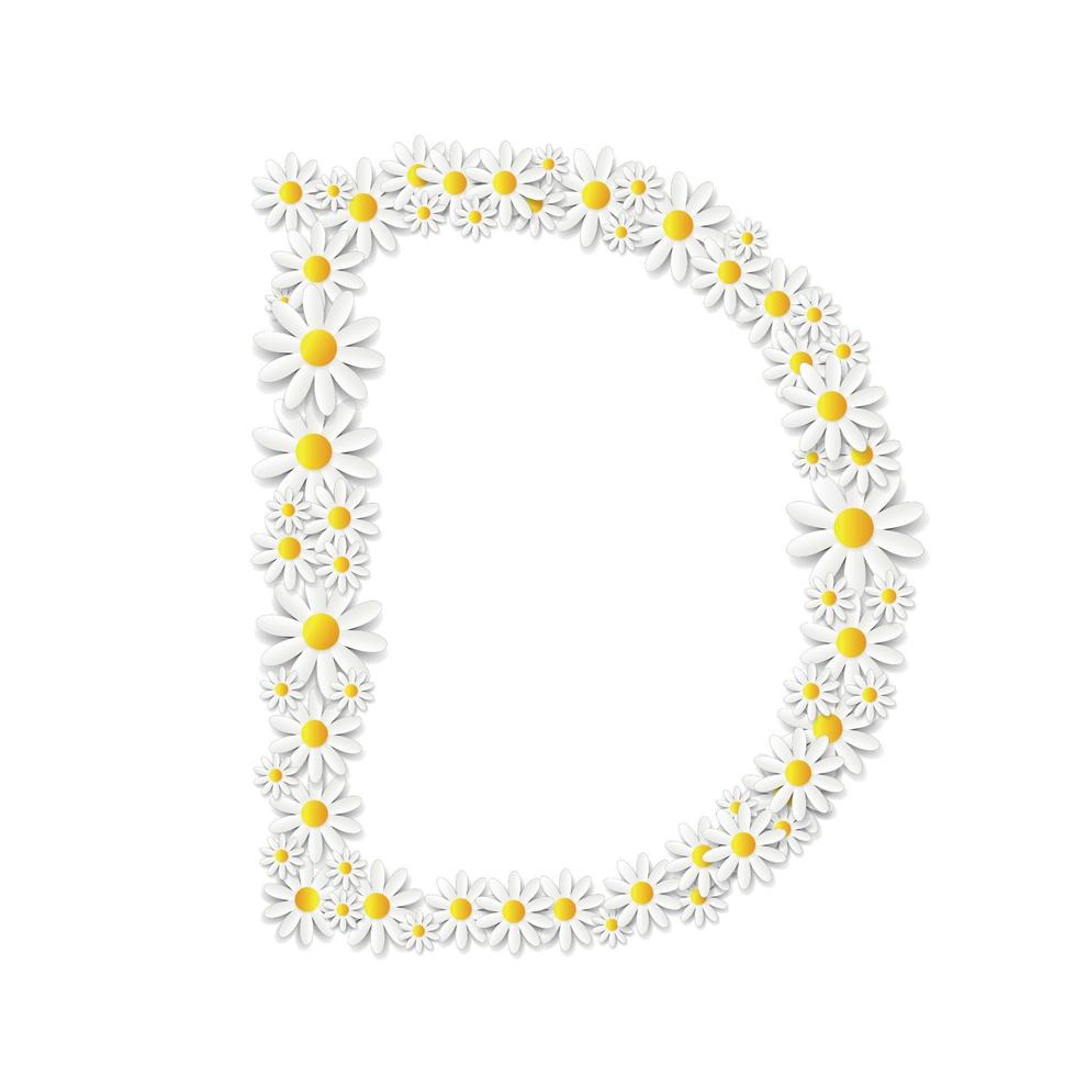 Flora Daisy Design Alphabet Vector Illustartion