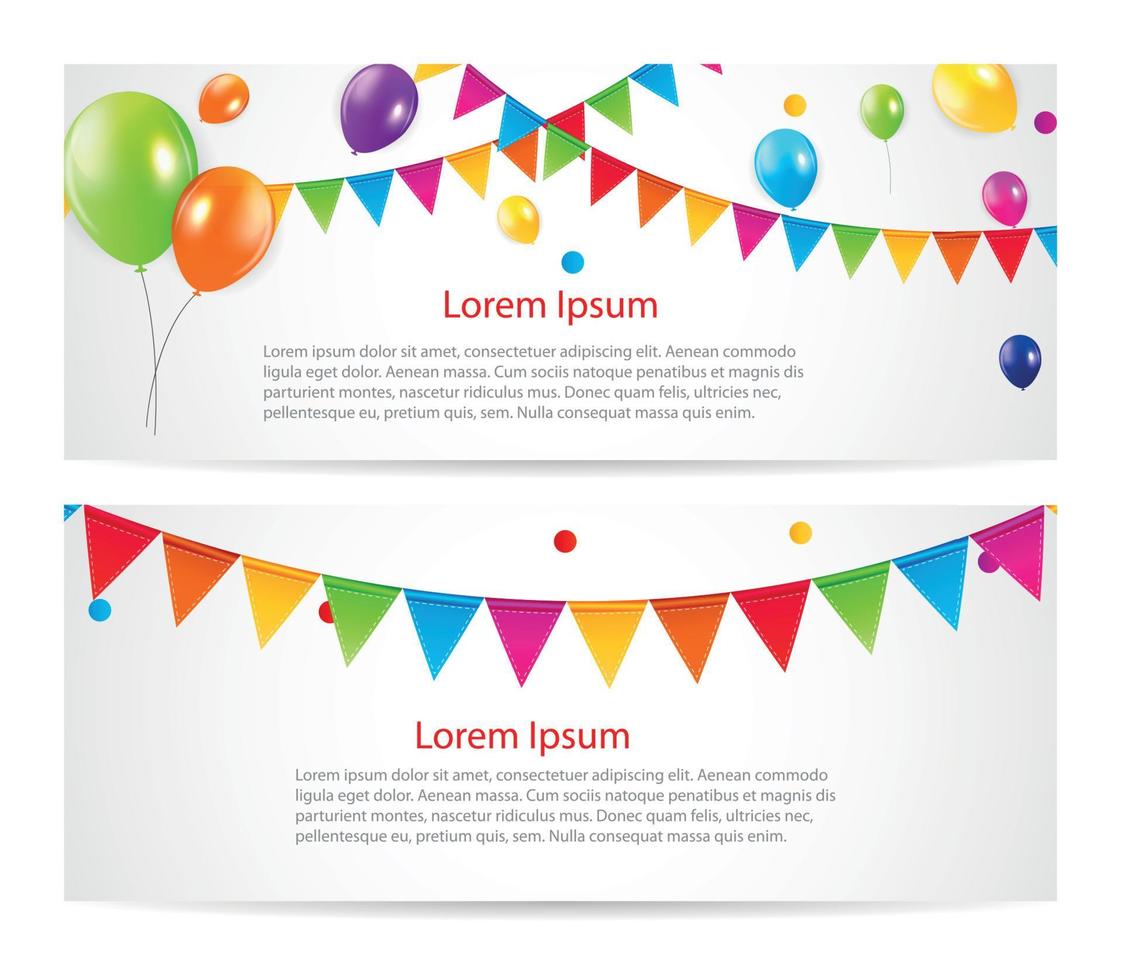 Colored Balloons Card Banner Background, Vector Illustration