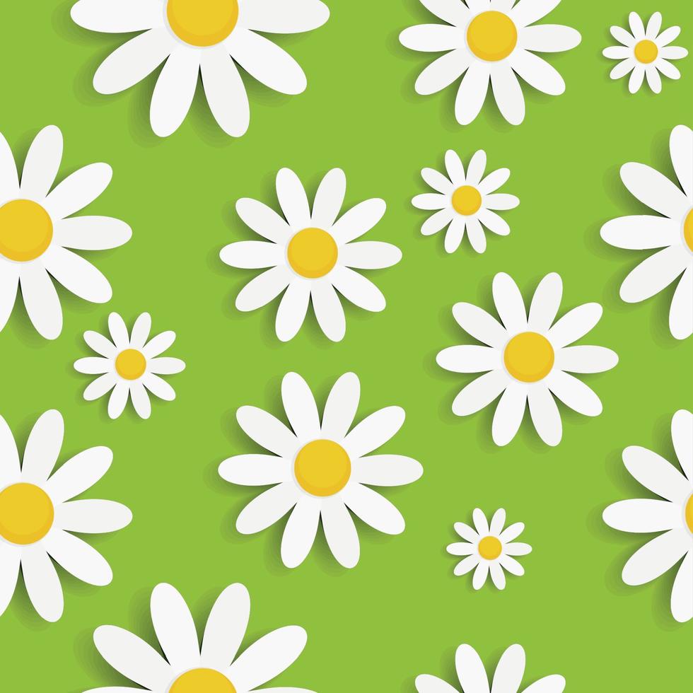 Flora Daisy Seamless Pattern Design Vector Illustartion