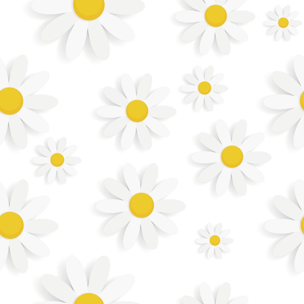 Flora Daisy Seamless Pattern Design Vector Illustartion