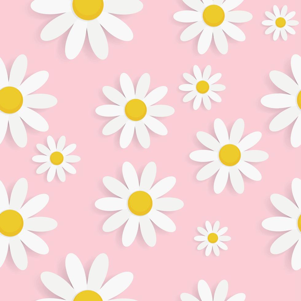 Flora Daisy Seamless Pattern Design Vector Illustartion