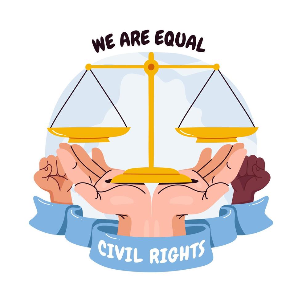 concepto de derechos civiles dibujado a mano vector