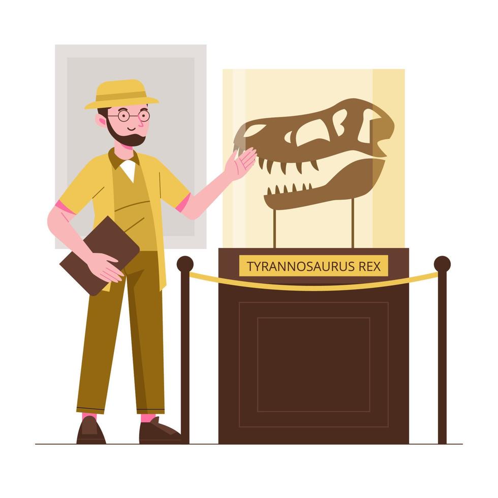 Anthropologist Show T-Rex Skull vector