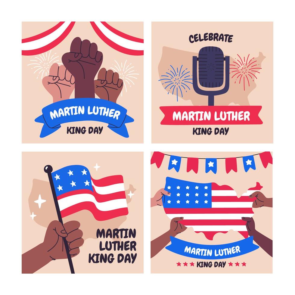 conjunto de tarjetas del día de martin luther king vector