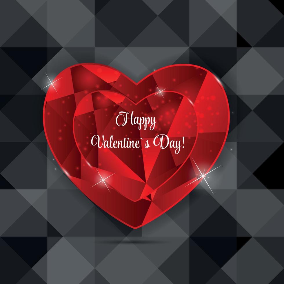 Happy Valentines Day Card with Heart. Vector Illustration