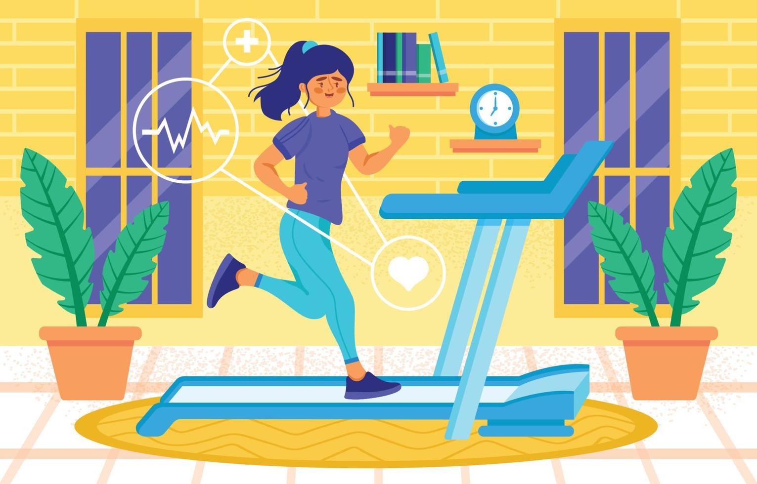 Woman Running at Home Concept vector