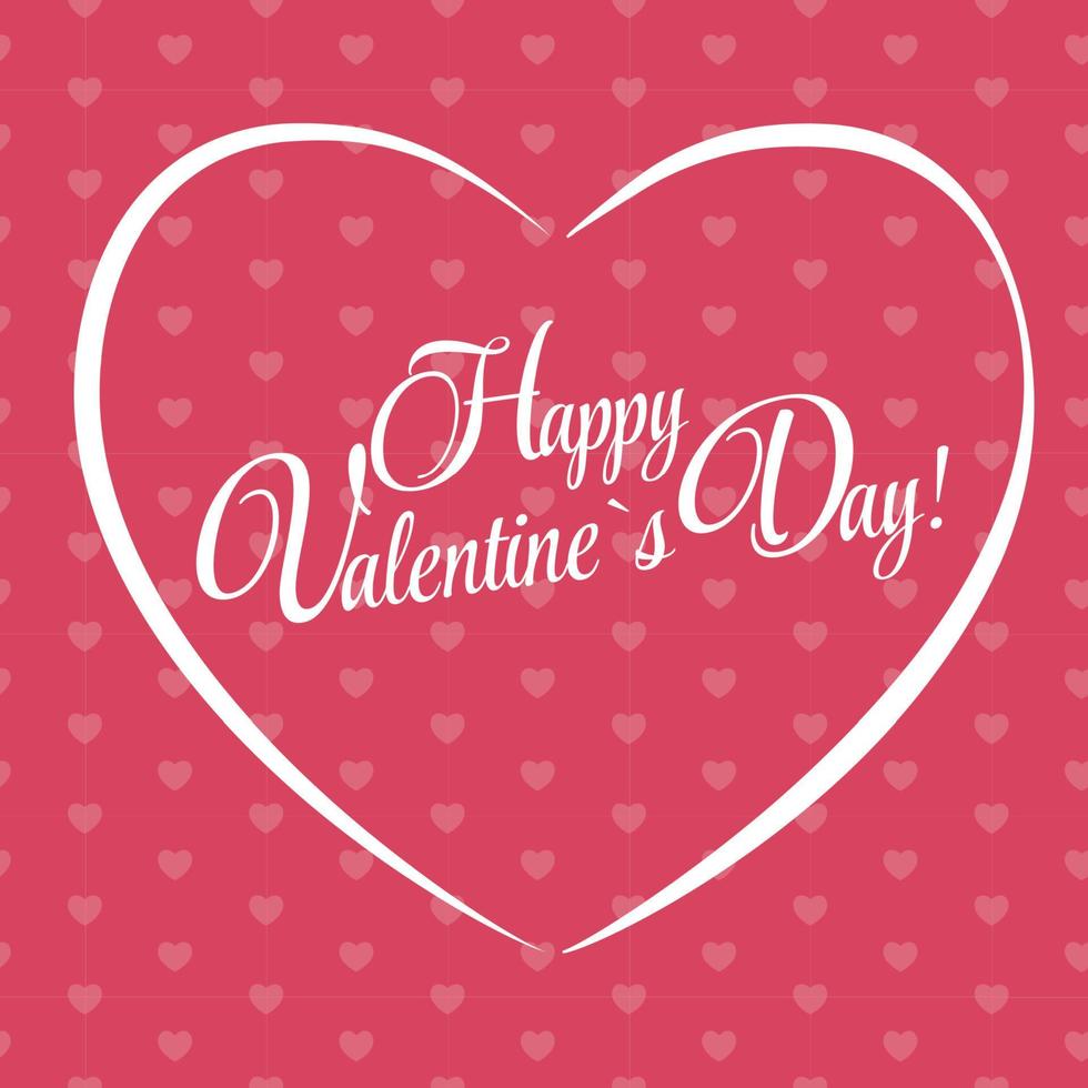 Happy Valentines Day Card with Heart. Vector Illustration