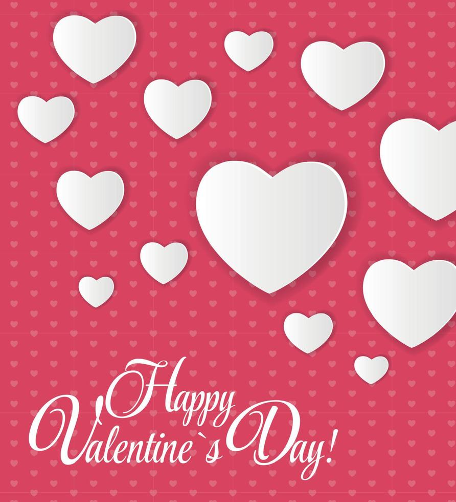 Happy Valentines Day Card with Heart. Vector Illustration