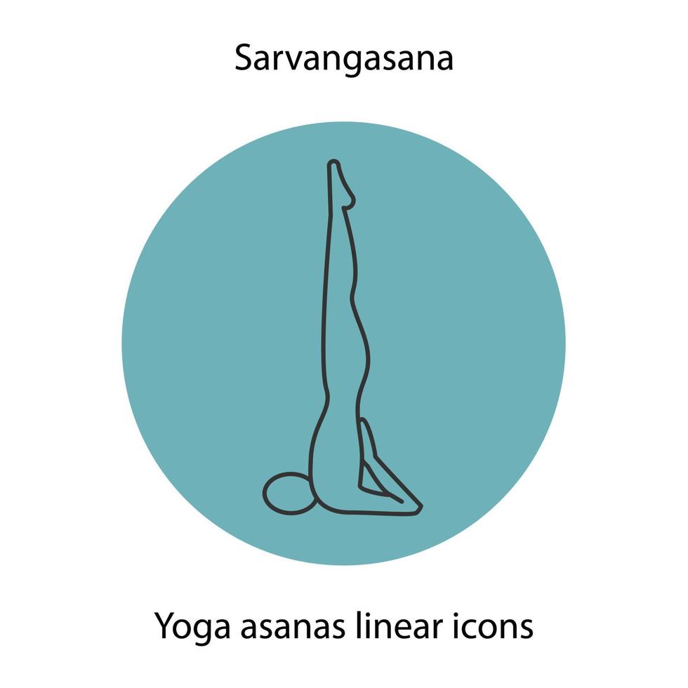 Sarvangasana yoga position linear icon. Thin line illustration. Yoga asana contour symbol. Vector isolated outline drawing