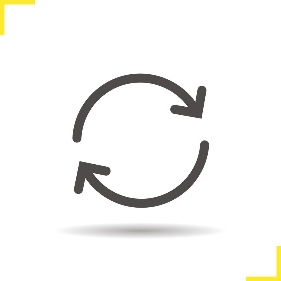Refresh icon. Drop shadow reload silhouette symbol. Smartphone and computer webpage interface symbol. Refresh logo concept. Vector reload isolated illustration
