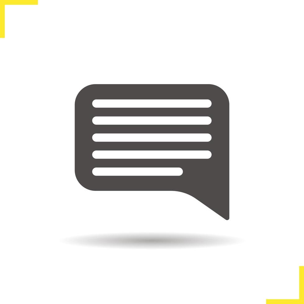 Chat bubble icon. Drop shadow dialog silhouette symbol. Speech bubble. Communication. Chat box. Vector isolated illustration