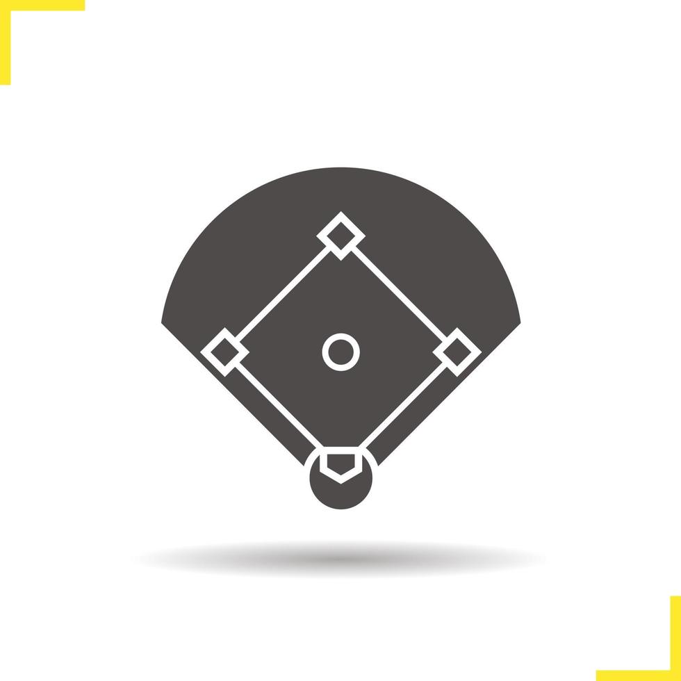 icono de campo de béisbol. Gota de sombra símbolo de silueta de béisbol. campo de juego deportivo. vector ilustración aislada