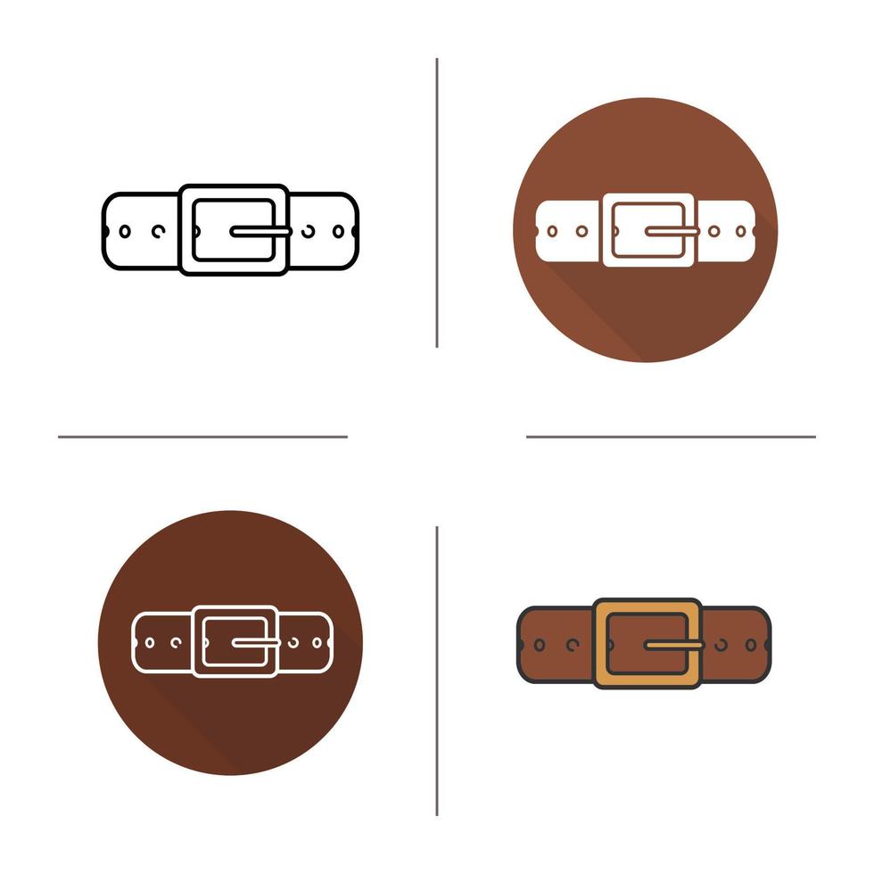 Leather belt icon. Flat design, linear and color styles. Men's accessory. Gentlemen's belt isolated vector illustrations