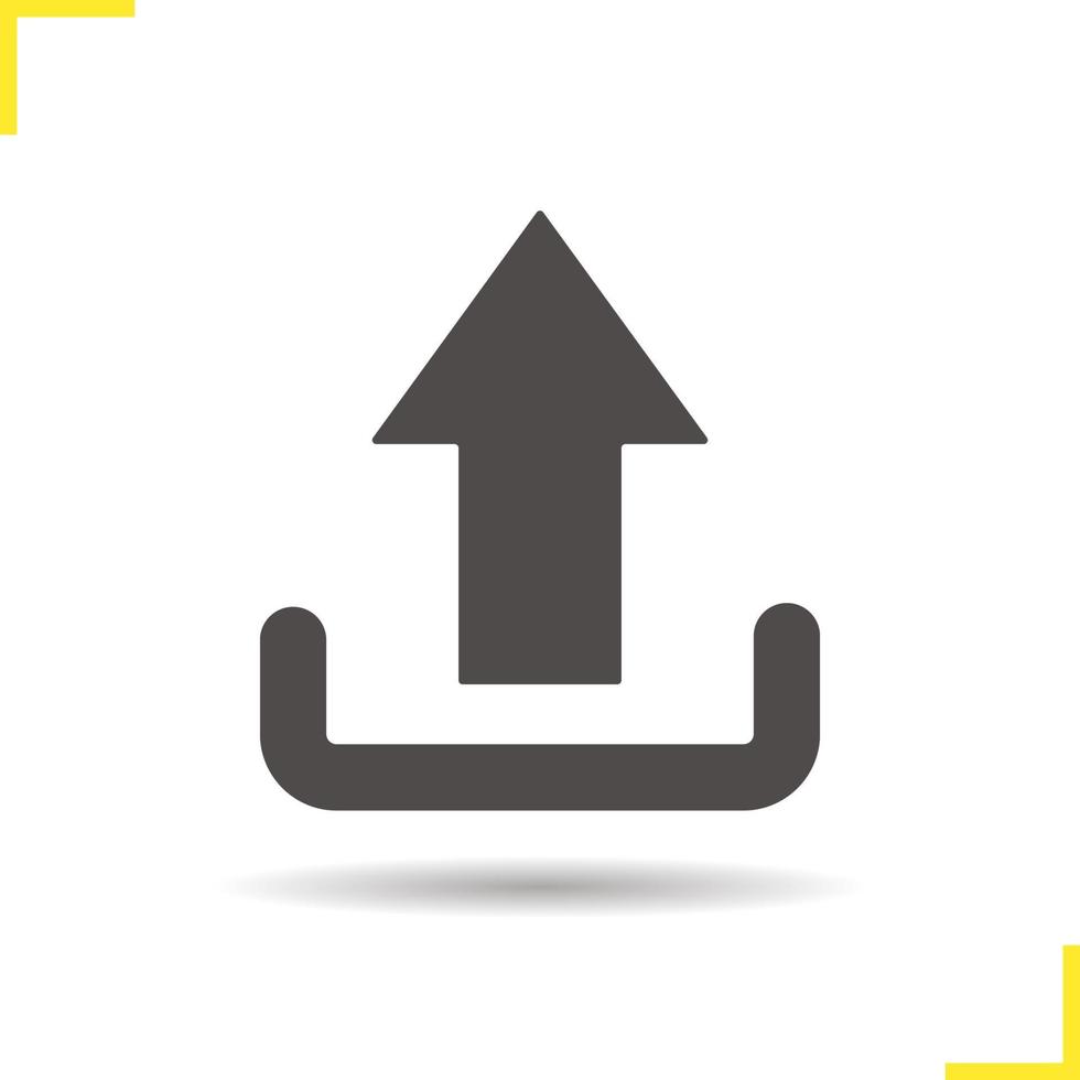 Upload arrow icon. Drop shadow silhouette symbol. Files uploading icon. Vector isolated illustration