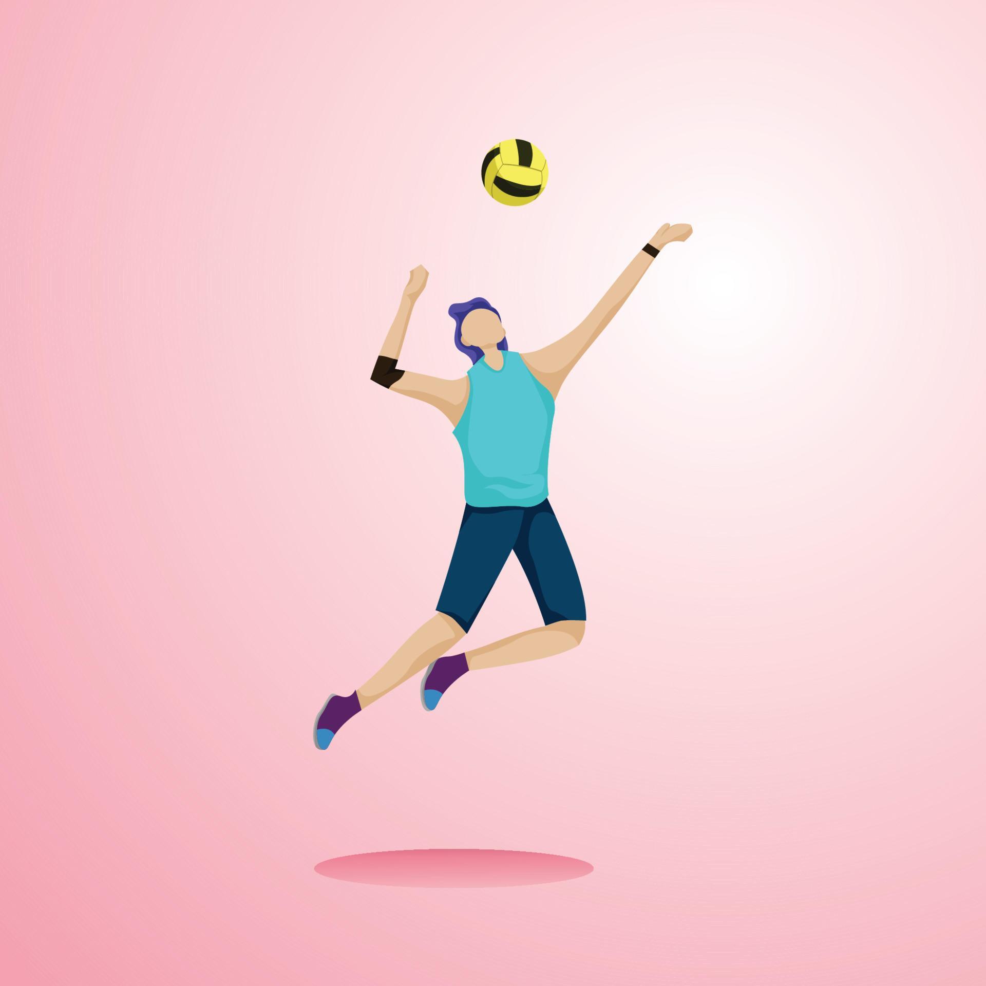 vector graphic illustration of a tall man doing a smash in volleyball