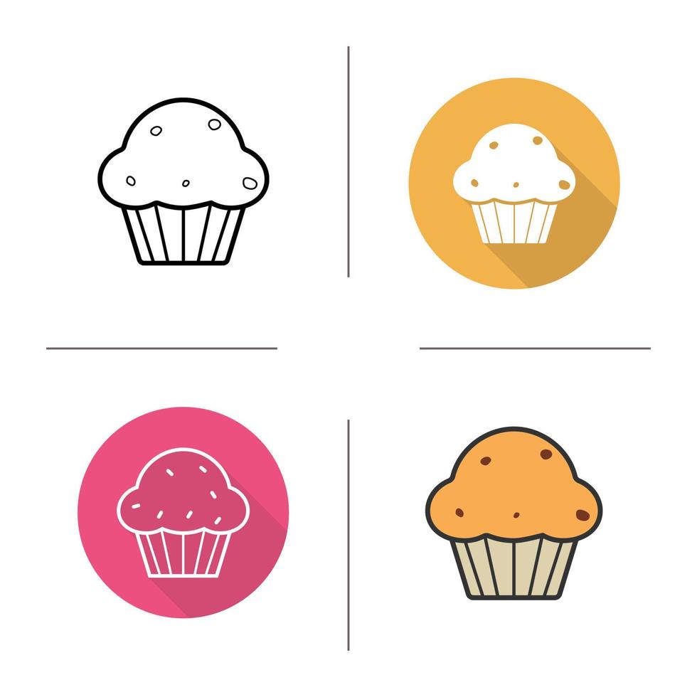 icono de cupcake. diseño plano, estilos lineales y de color. producto de confitería. Pastelería. muffin aislado ilustraciones vectoriales vector