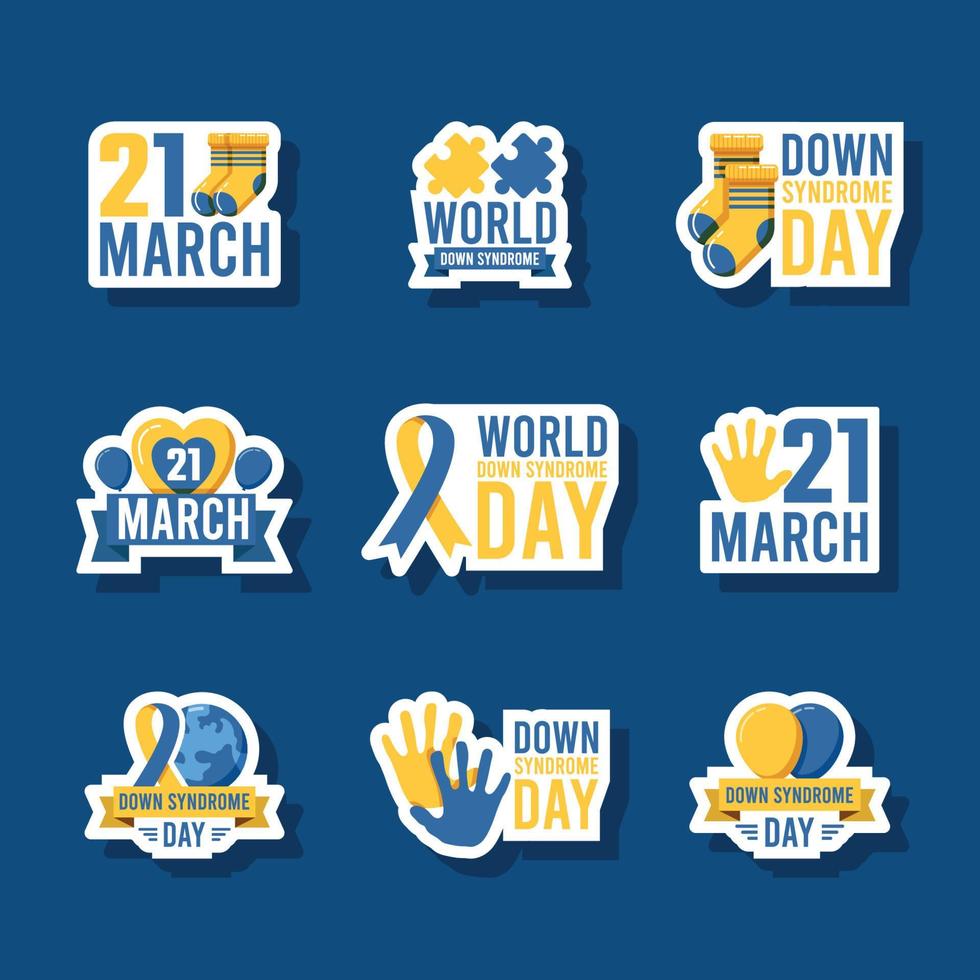 World Down Syndrome Day Sticker Collection vector