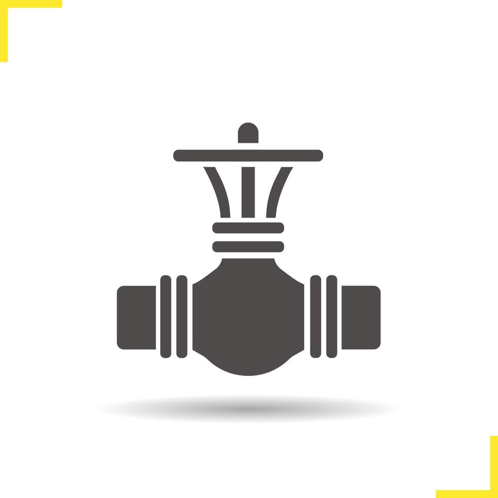 Pipeline valve icon. Drop shadow gas pipes silhouette symbol. Petroleum industry. Vector isolated illustration