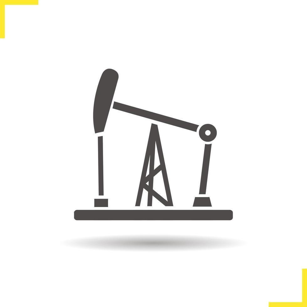 Oil pumpjack icon. Drop shadow silhouette symbol. Gas industry tower. Vector isolated illustration