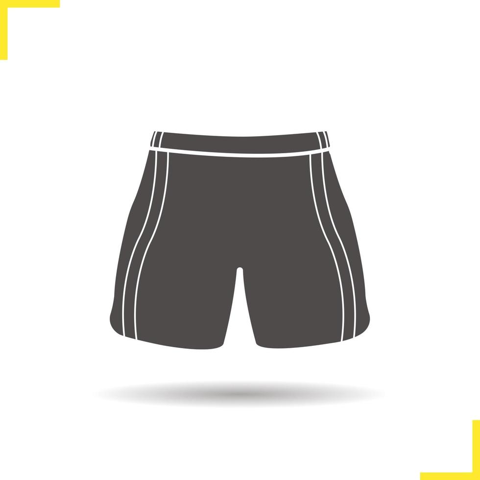 icono de pantalones cortos. símbolo de silueta de pantalones cortos deportivos de sombra. ropa de deporte. uniforme de futbolista. vector ilustración aislada