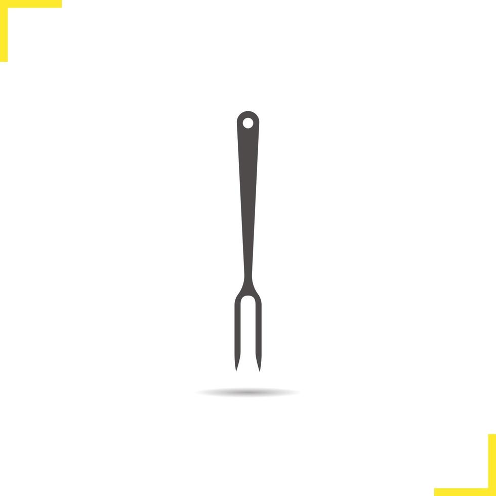 Carving fork icon. Drop shadow tableware silhouette symbol. Cooking instrument. Vector isolated illustration