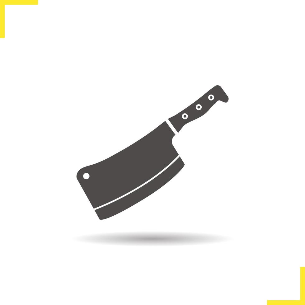 Butcher's knife icon. Drop shadow cleaver silhouette symbol. Kitchen instrument. Cooking tool. Chopper. Vector isolated illustration