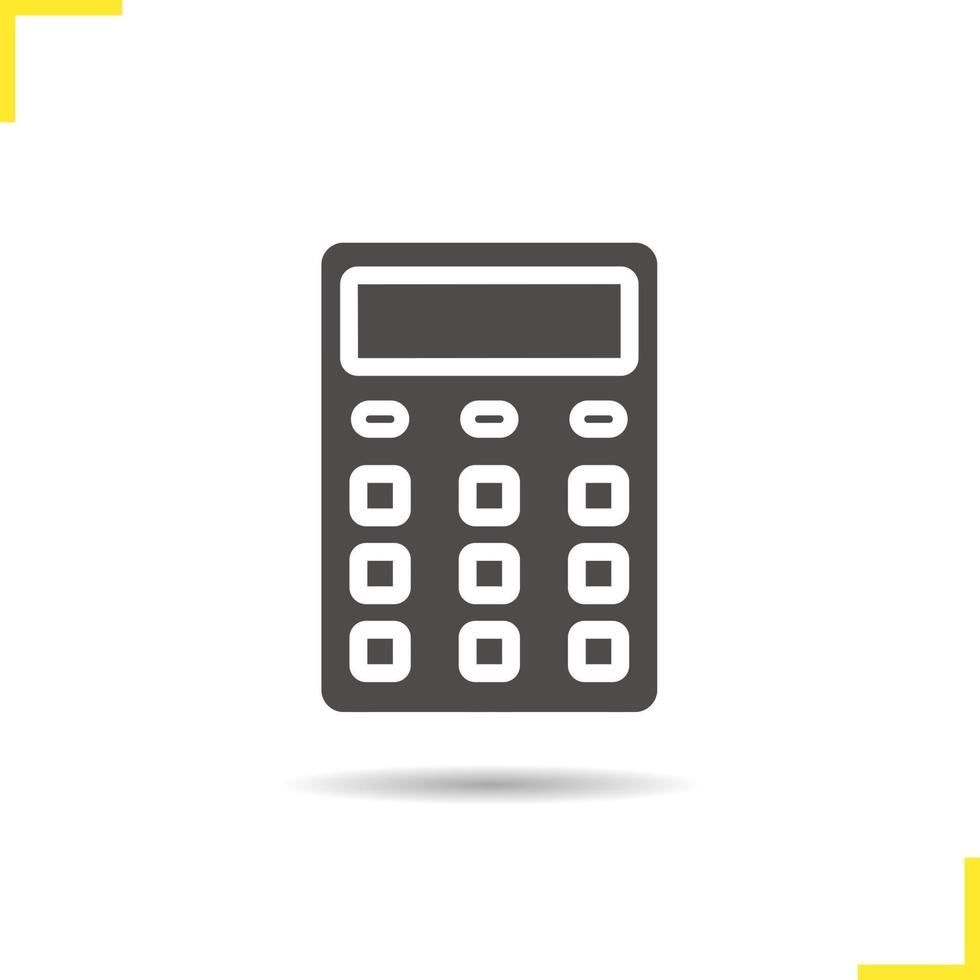 Calculator icon. Drop shadow calculation silhouette symbol. Office equipment. Business electronic device. Calculator logo concept. Vector calculation isolated illustration