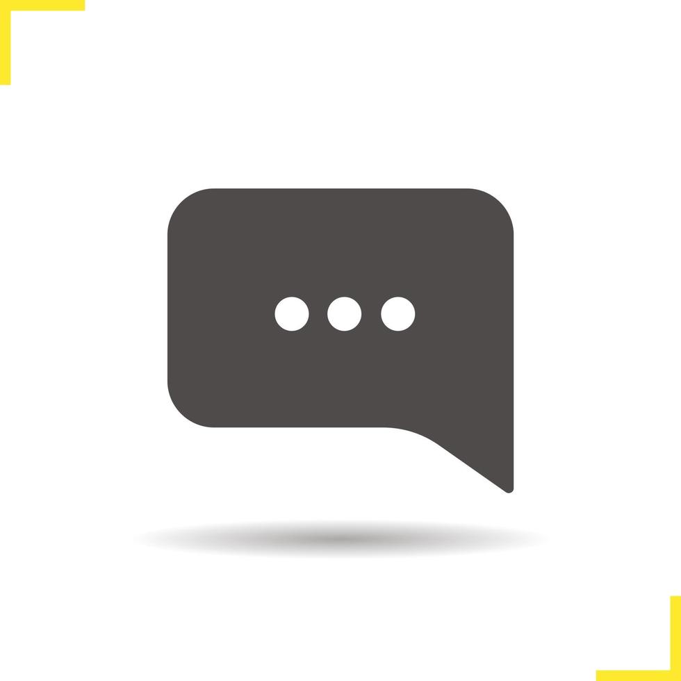 Chat bubble icon. Drop shadow message bubble silhouette symbol. Online communication symbol. Message. Vector isolated illustration