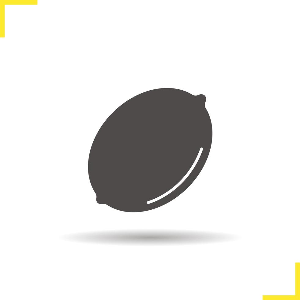Lemon icon. Drop shadow lemon fruit silhouette symbol. Fresh ripe citrus fruit. Exotic juicy sour fruit. Lemon logo concept. Vector lemon fruit isolated illustration