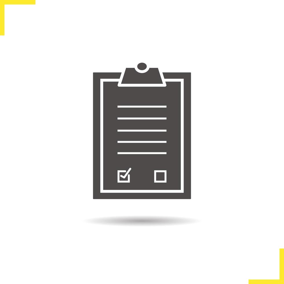 Agreement icon. Drop shadow contract silhouette symbol. Signed official document. Business paper with signature. Agreement logo concept. Vector contract isolated illustration